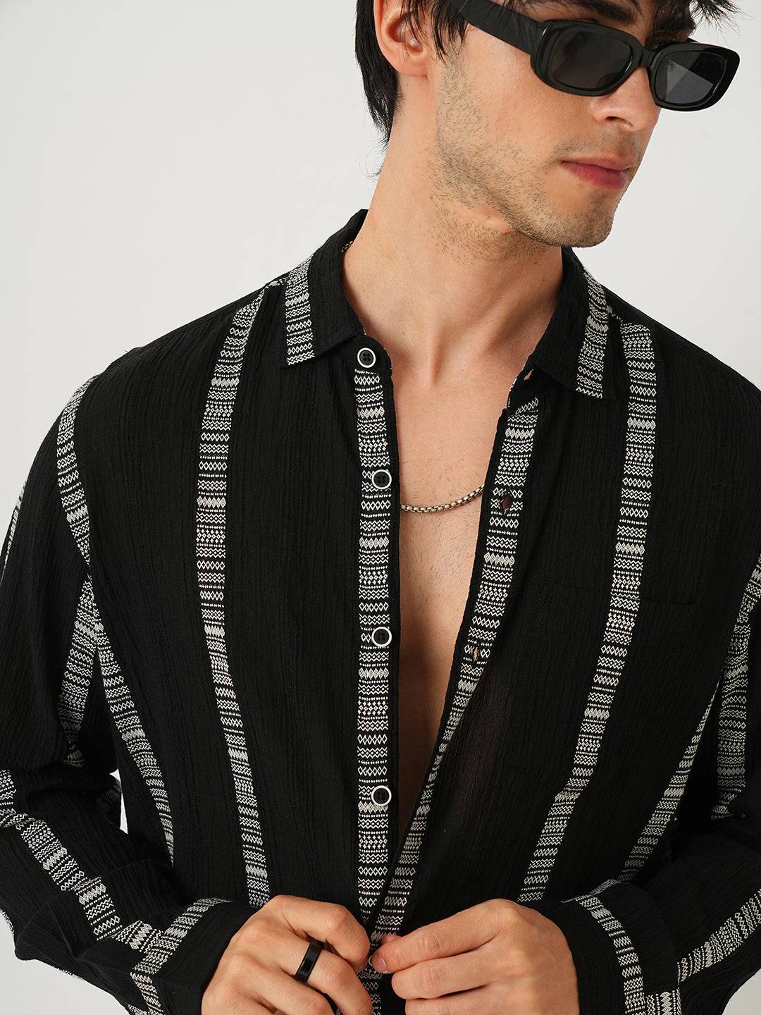 Premium Cotton Black Embroidered Crepe Shirt Buy only at ₹999