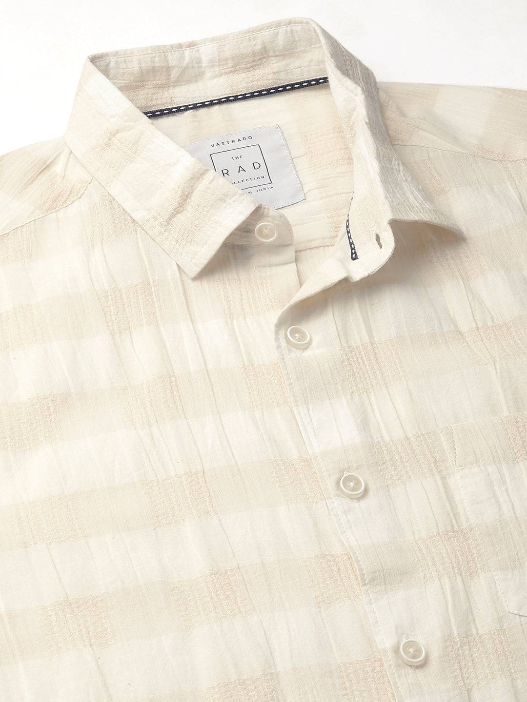 Premium Cotton Ivory Broad Checked Crepe Shirt Buy only at ₹999