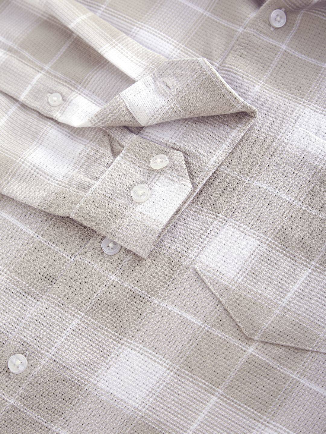 Premium Cotton Greige & White Checkered Shirt Buy only at ₹759