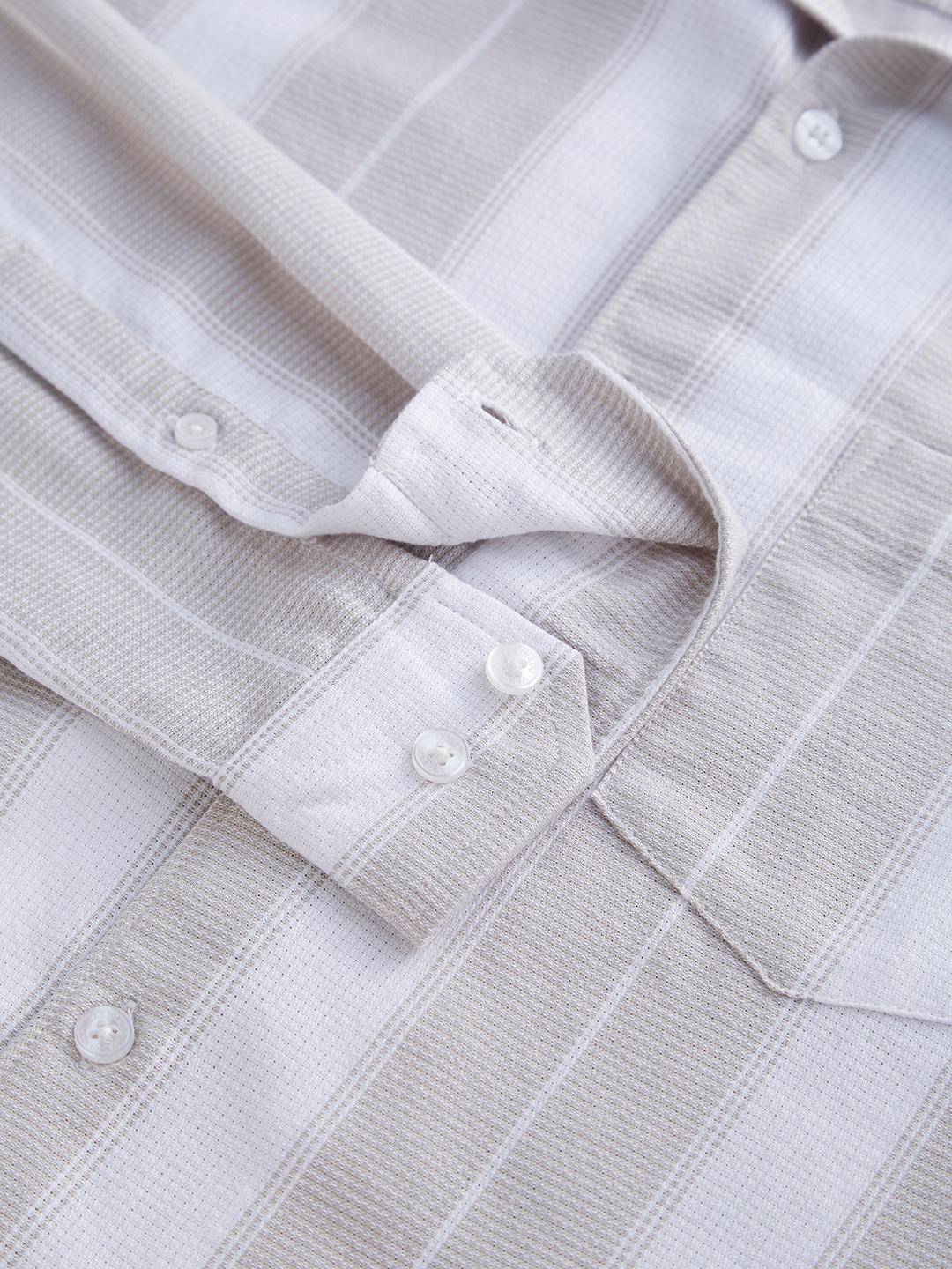 Premium Cotton Greige & White Broad Striped Shirt Buy only at ₹759