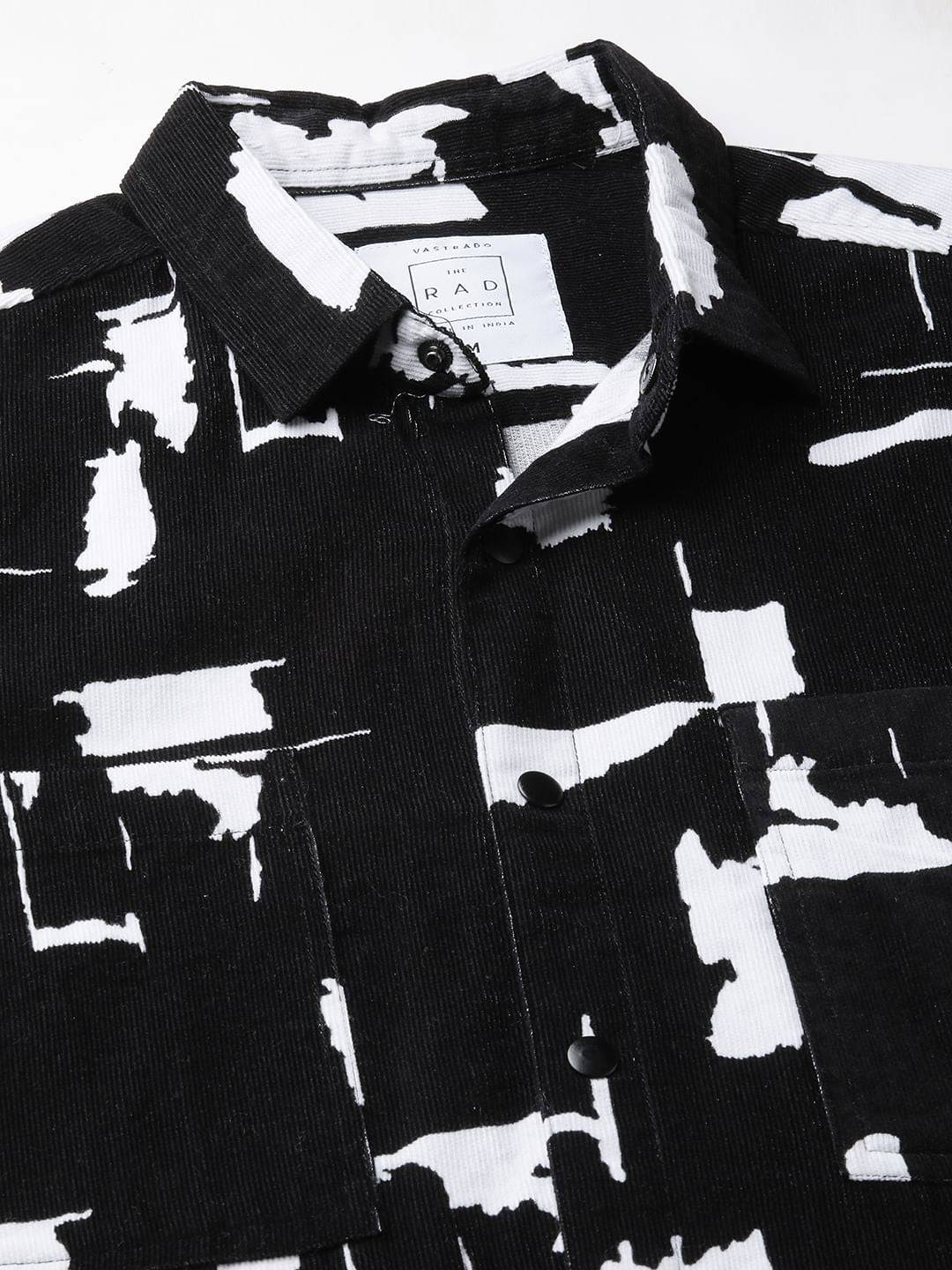 Artistic Achromatic Double Pocket Corduroy Shirt Buy only at ₹859