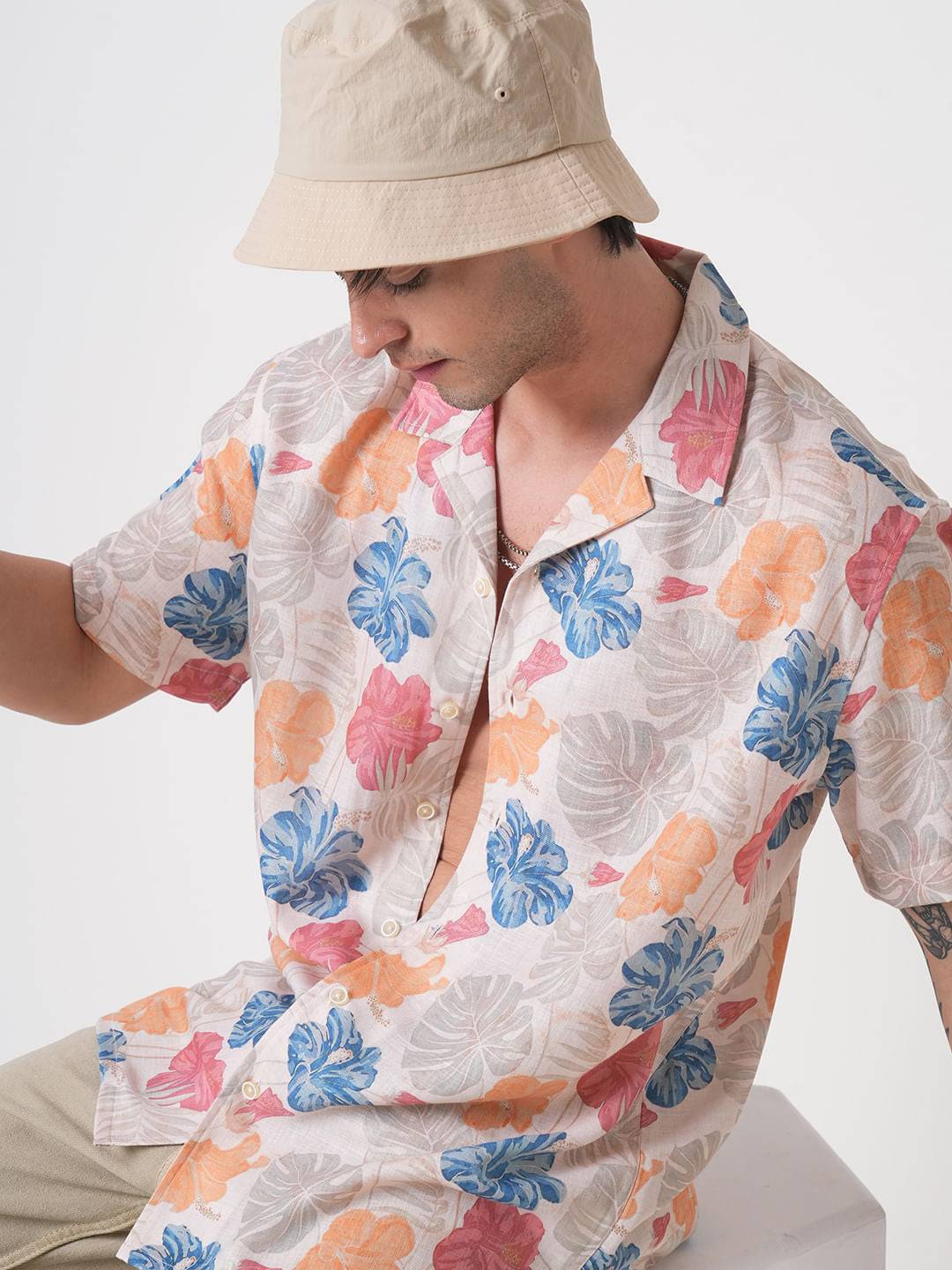 Sublime Artistic Floral Cream Oversized Shirt Buy only at ₹659