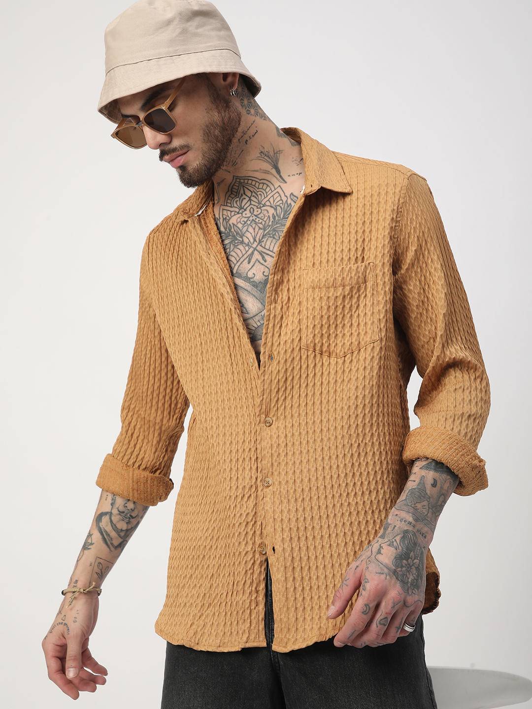 Eccentric Bronze Jacquard Shirt Buy only at ₹639