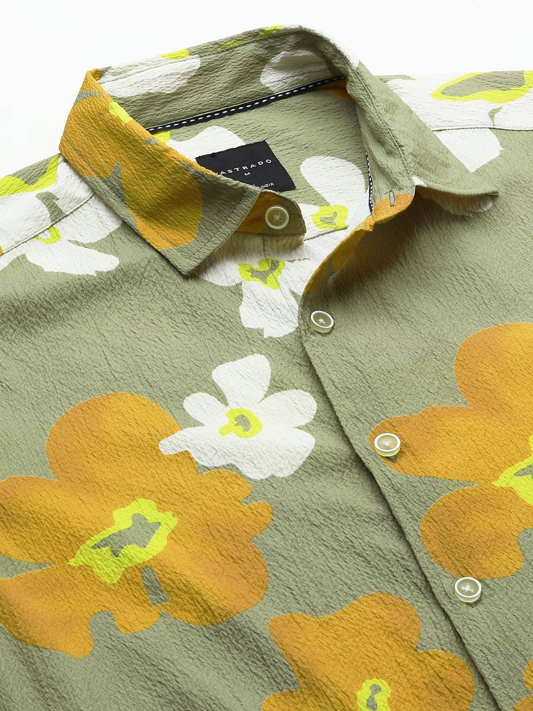 Exquisite Multicolour Floral Printed Creased Shirt Buy only at ₹659