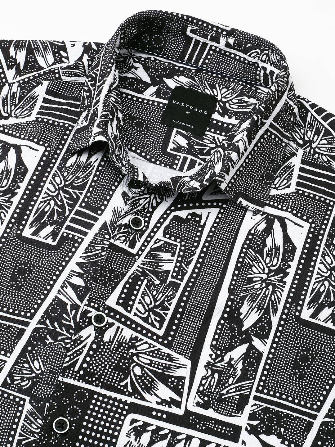 Black & White Abstract Printed Textured Shirt Buy only at ₹494