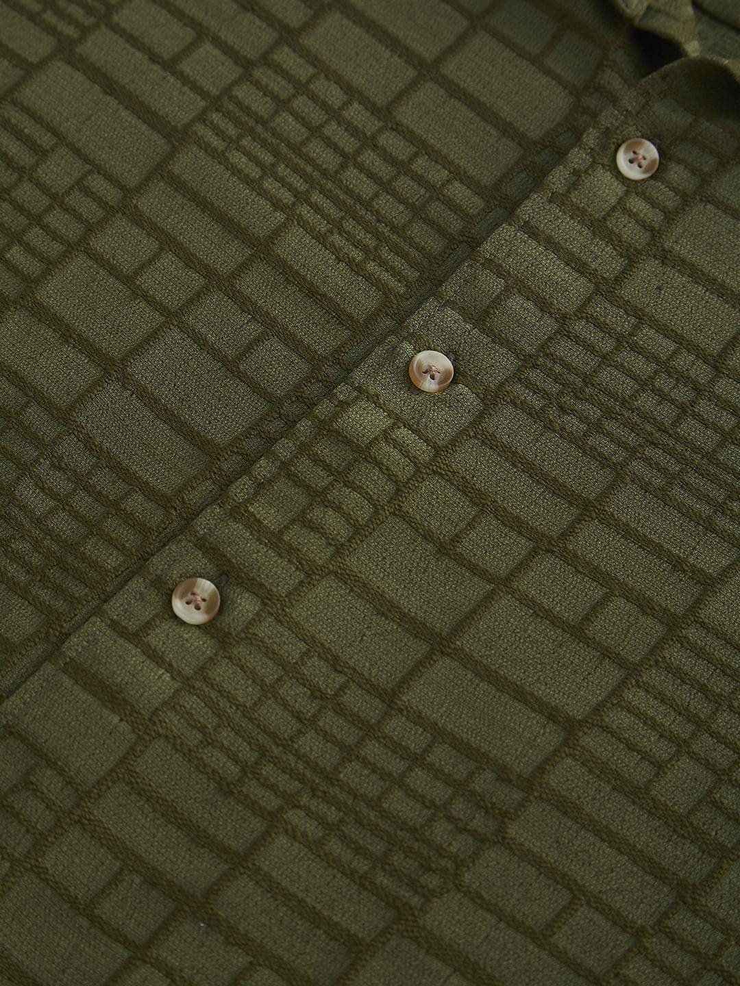 Olive Bold Square Textured Shirt Buy only at ₹494