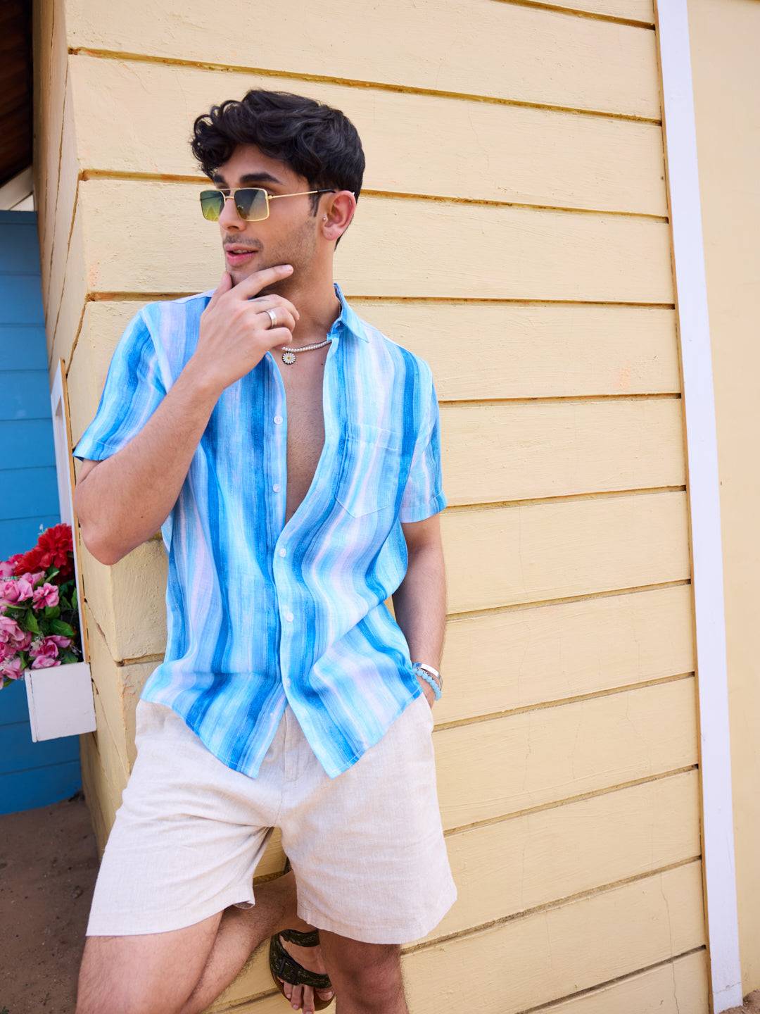 Blue Tie-Dye Striped Shirt Buy only at ₹659