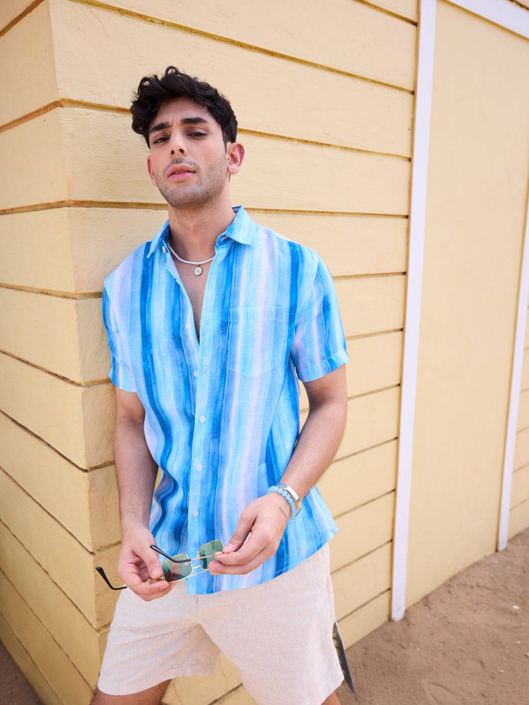 Blue Tie-Dye Striped Shirt Buy only at ₹659