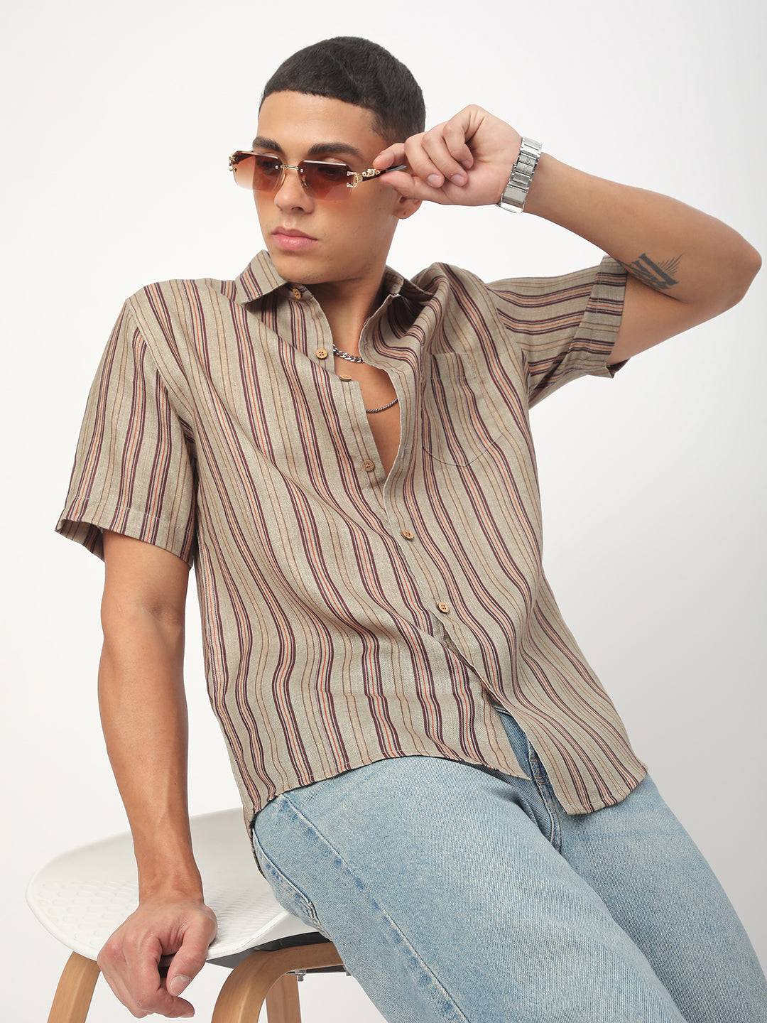 Multicolour Roman Striped Shirt Buy only at ₹494