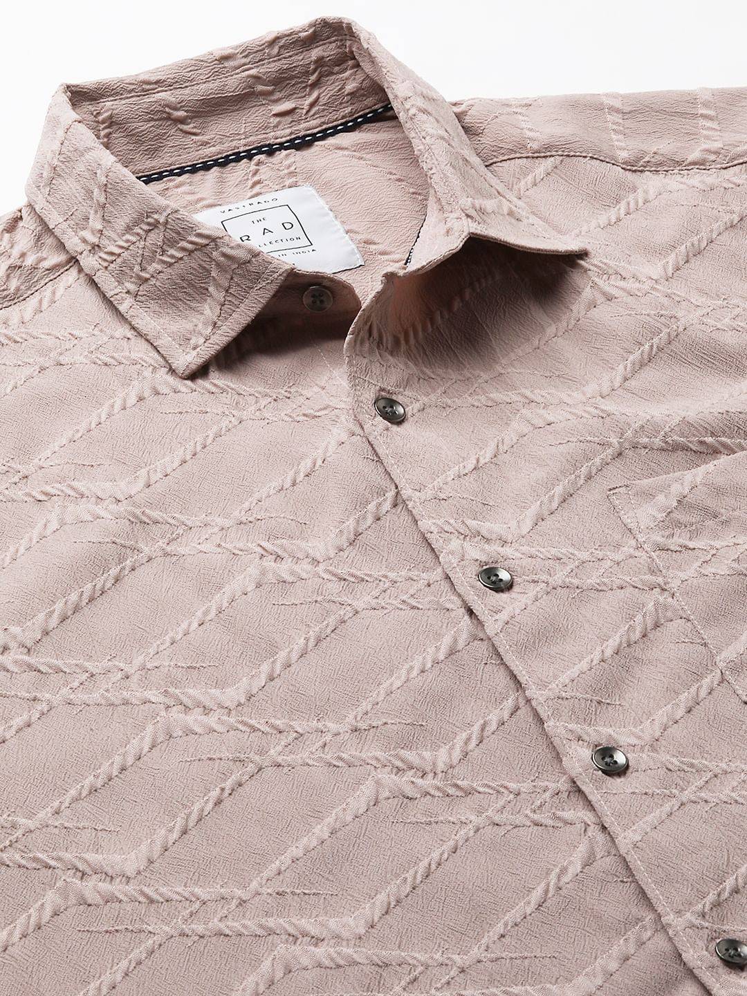 Honey Beige Abstract Textured Detailed Shirt Buy only at ₹525