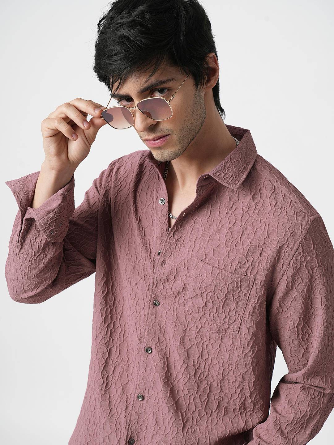 Nude Pink Abstract Textured Shirt Buy only at ₹699