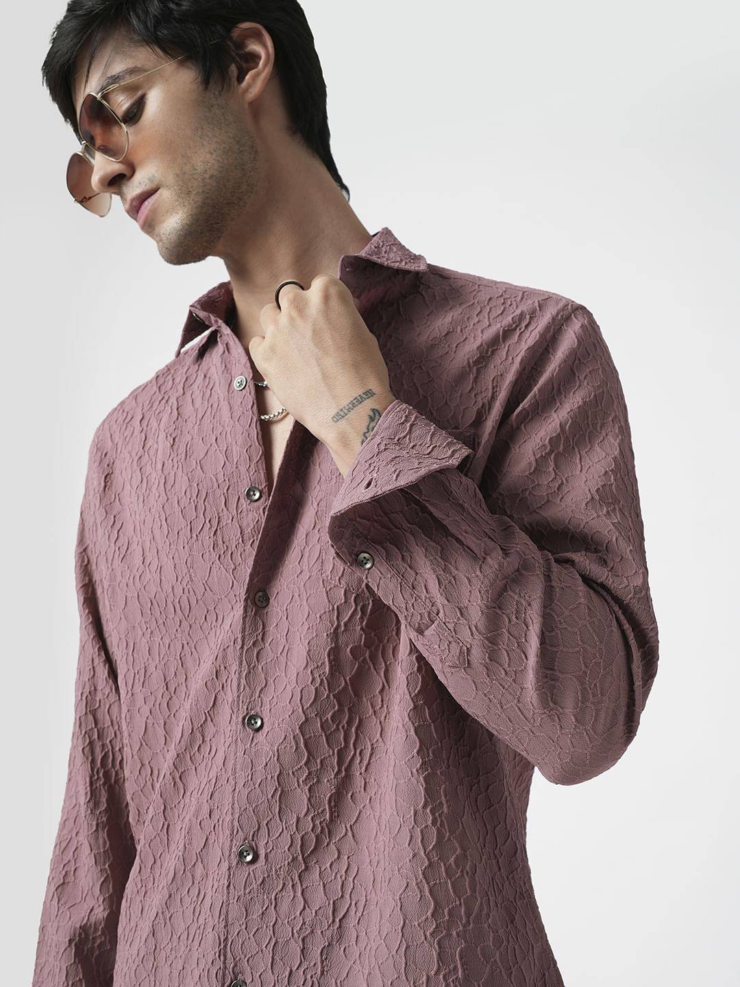 Nude Pink Abstract Textured Shirt Buy only at ₹699