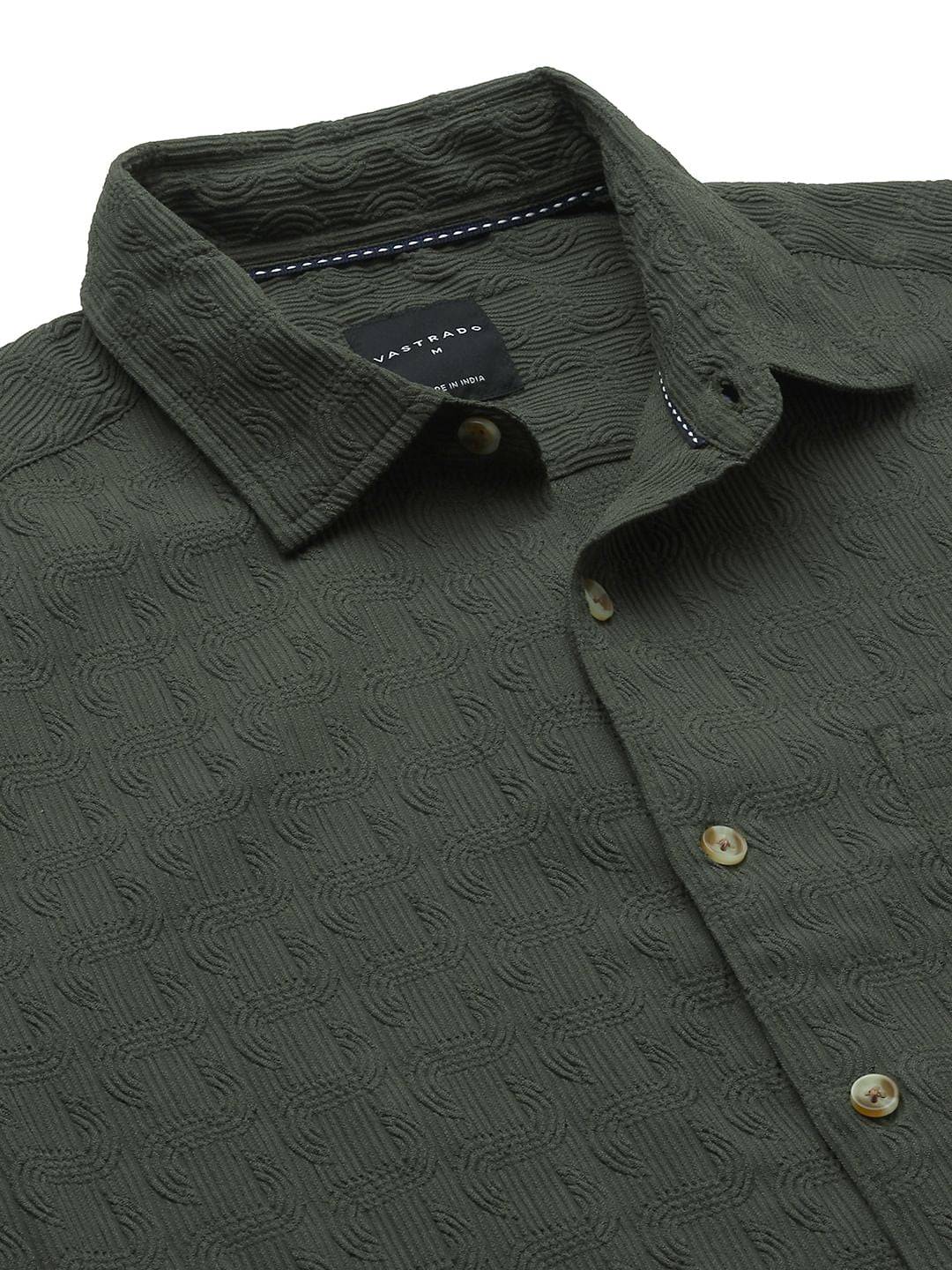 Hunter Green Textured Shirt Buy only at ₹494
