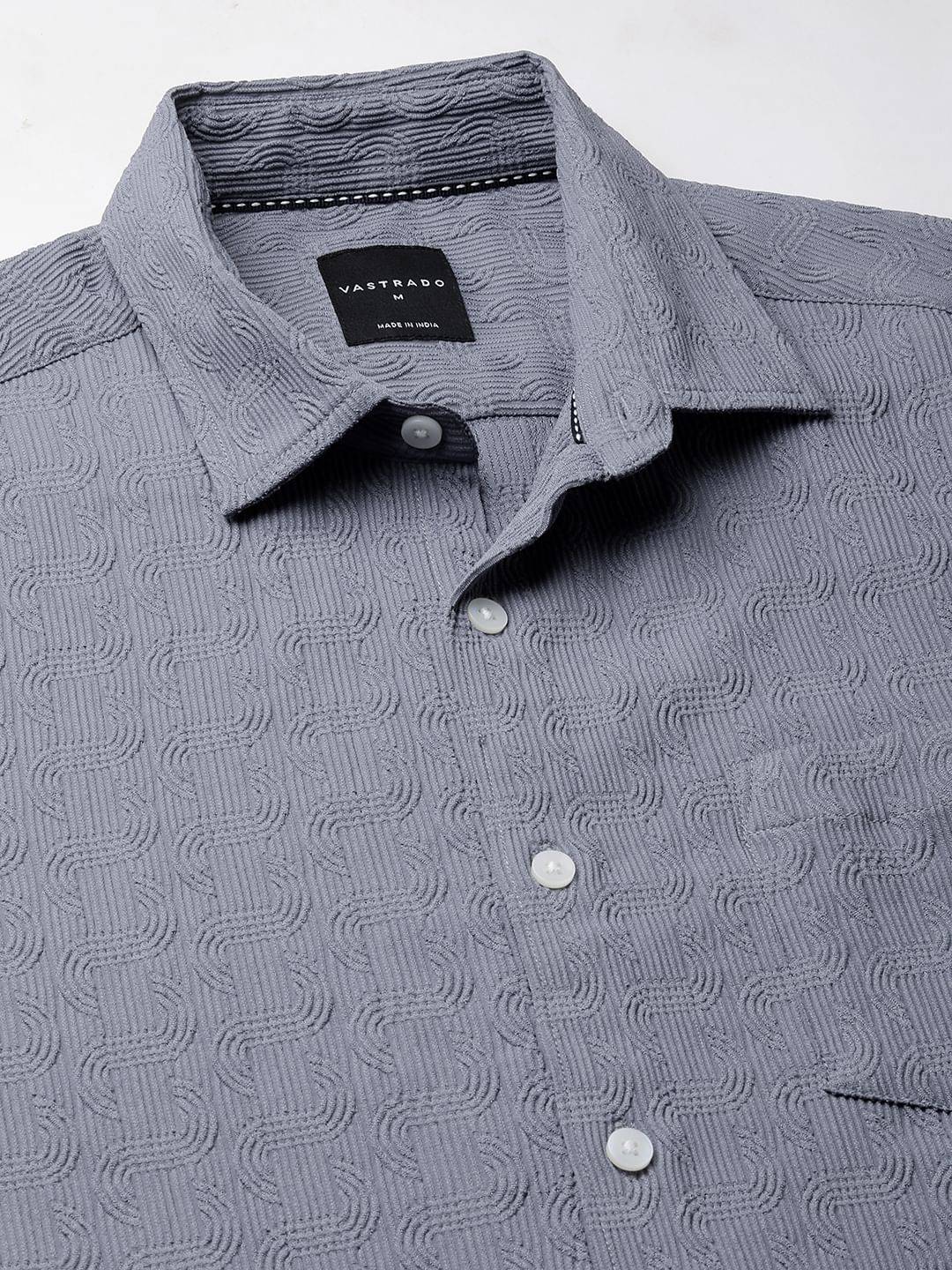 Arched Stone Blue Textured Shirt Buy only at ₹494