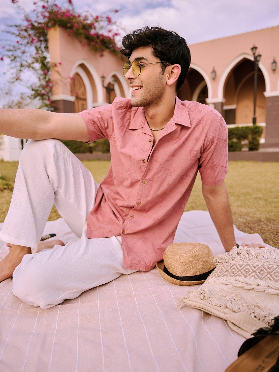 Intricate Geometric Coral Embroidered Oversized Shirt Buy only at ₹759