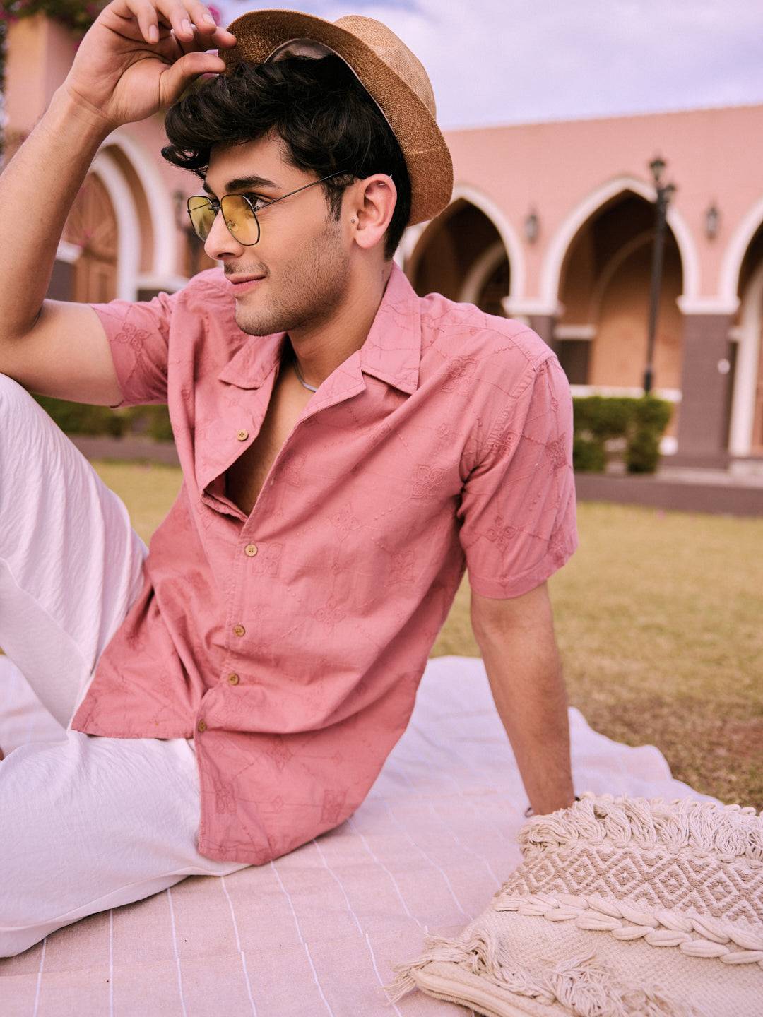 Intricate Geometric Coral Embroidered Oversized Shirt Buy only at ₹759