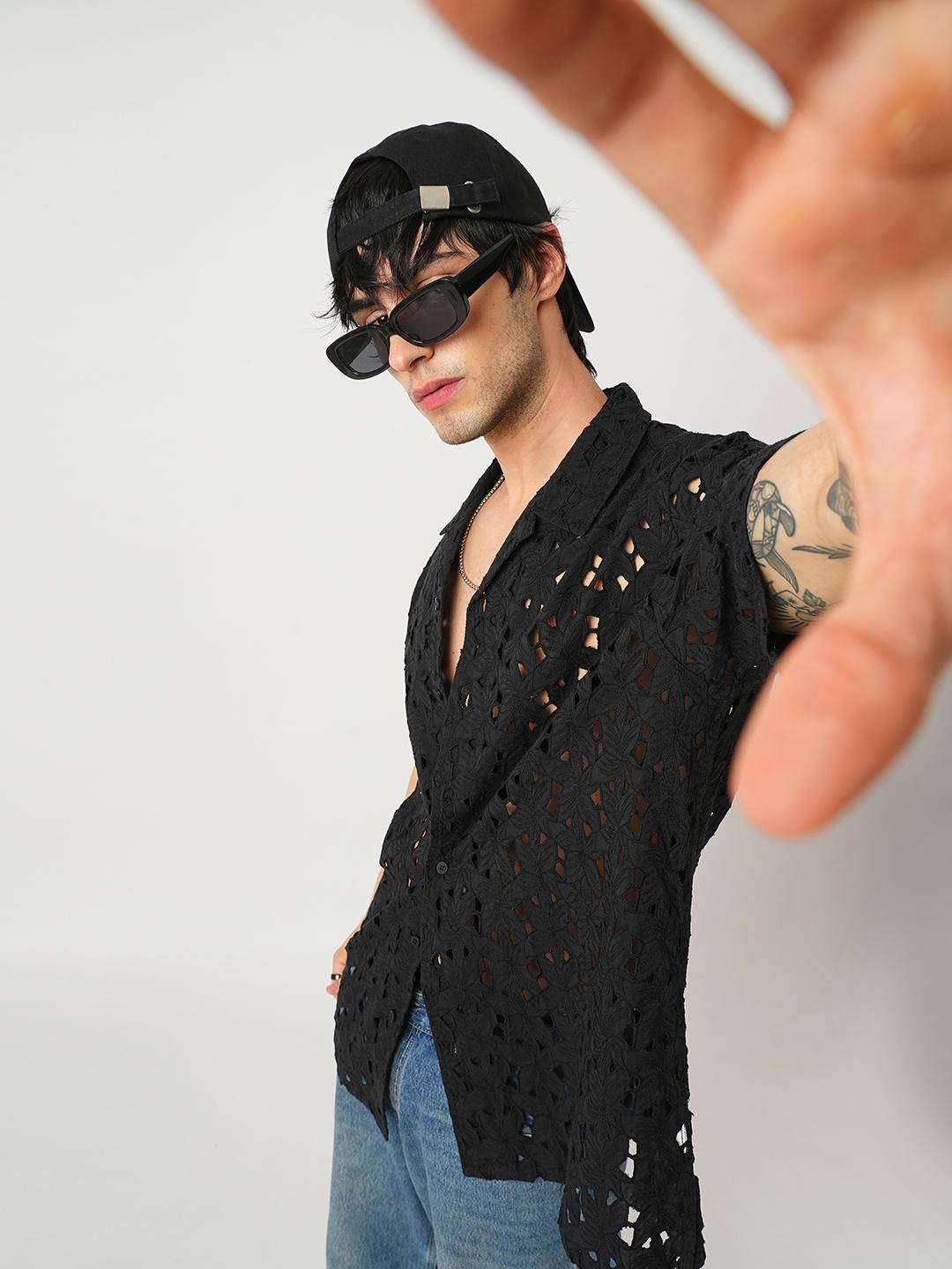 Floral Black Schiffli Oversized Shirt Buy only at ₹569