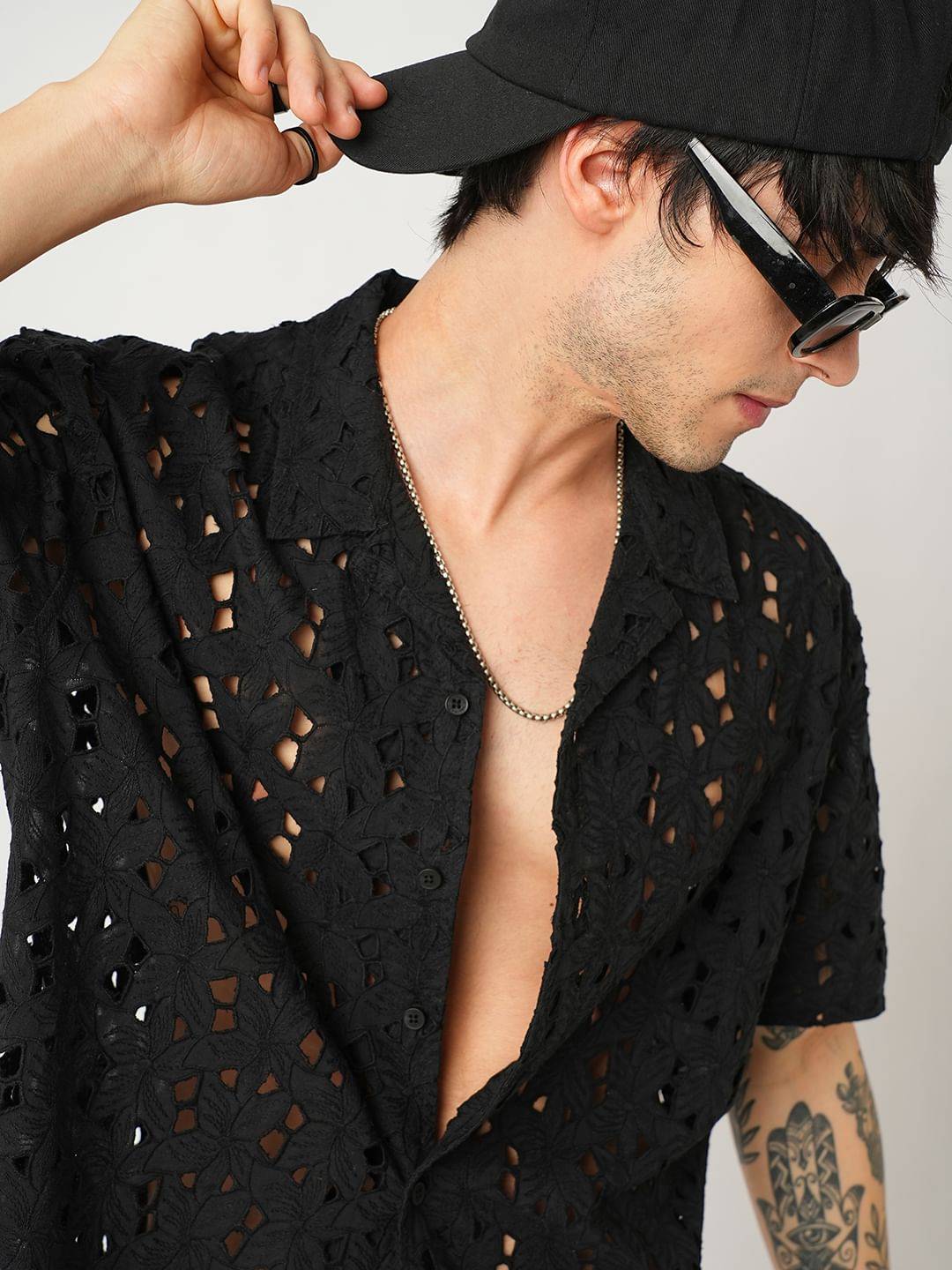 Floral Black Schiffli Oversized Shirt Buy only at ₹569