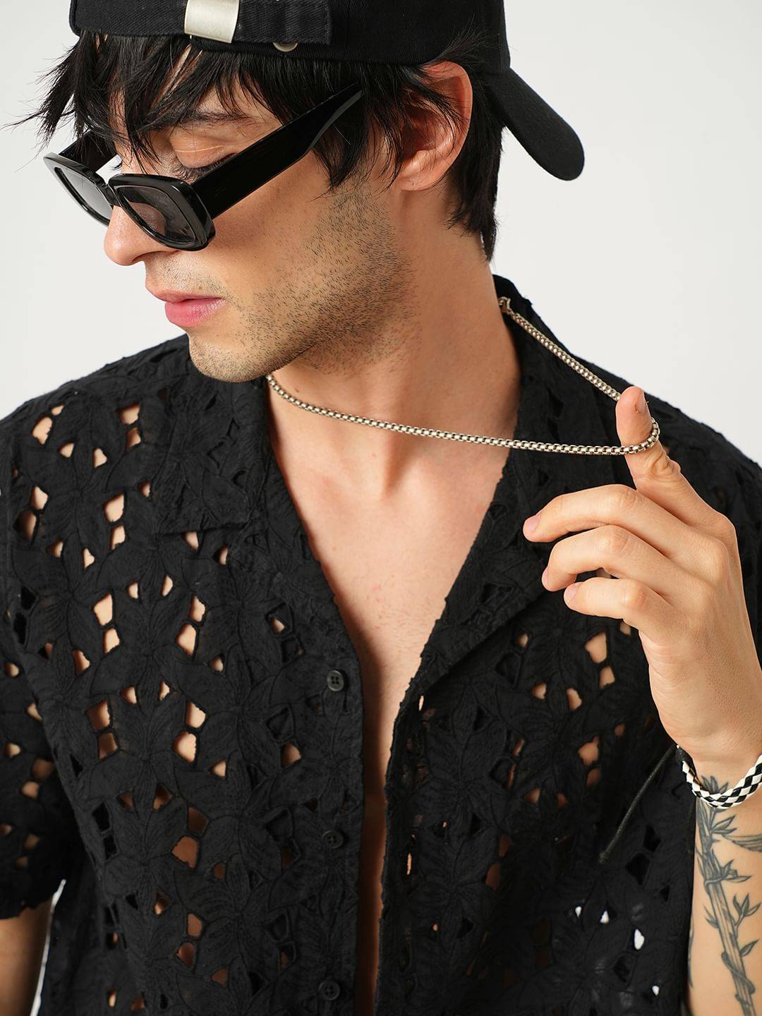 Floral Black Schiffli Oversized Shirt Buy only at ₹569