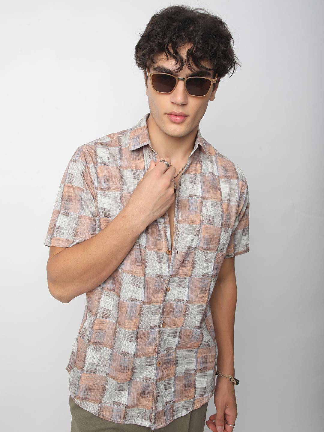 Multicolour Patchwork Textured Shirt Buy only at ₹539