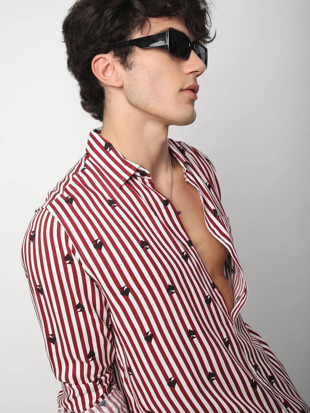Garnet Red Stripe Spade Shirt Buy only at ₹599