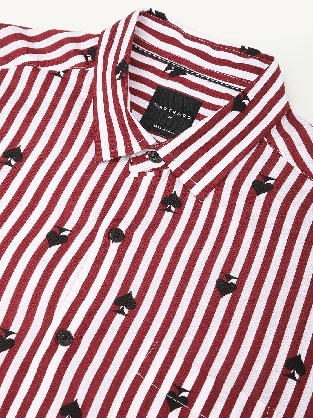 Garnet Red Stripe Spade Shirt Buy only at ₹599