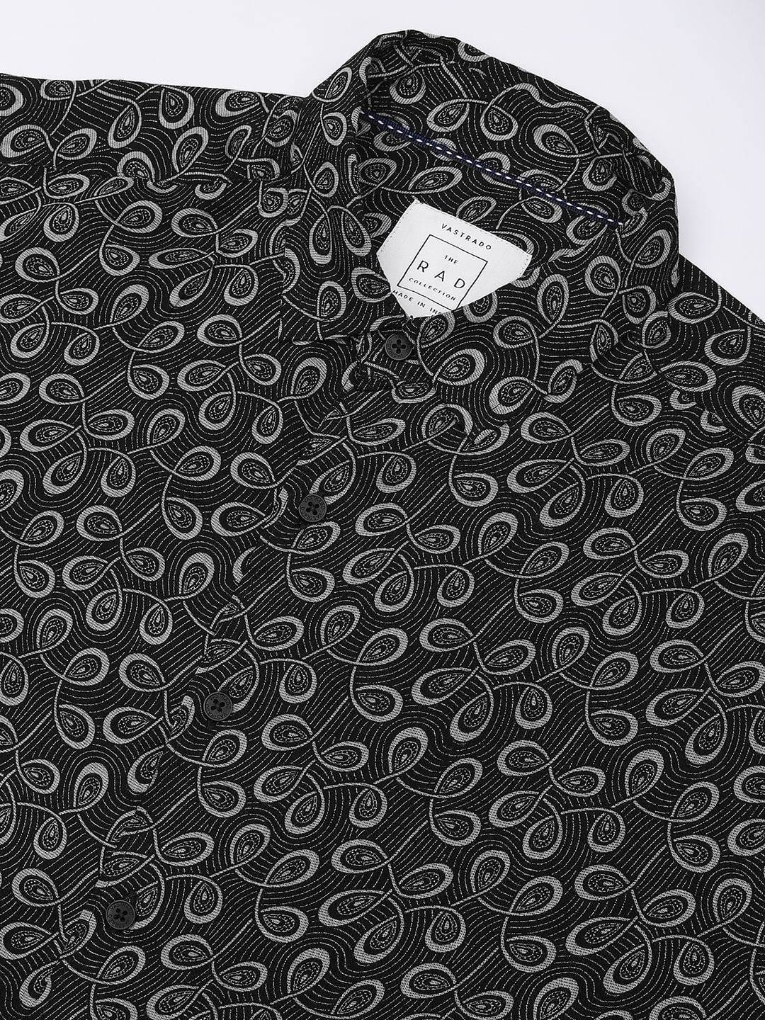 Black Twisted Motifs Printed Shirt Buy only at ₹569