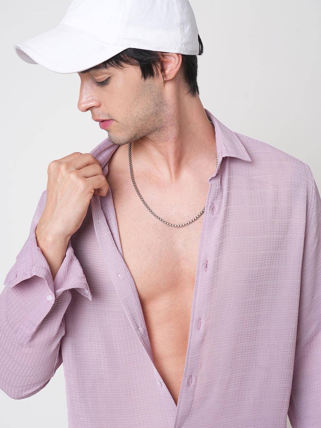 Lilac Textured Chiffon Shirt Buy only at ₹659