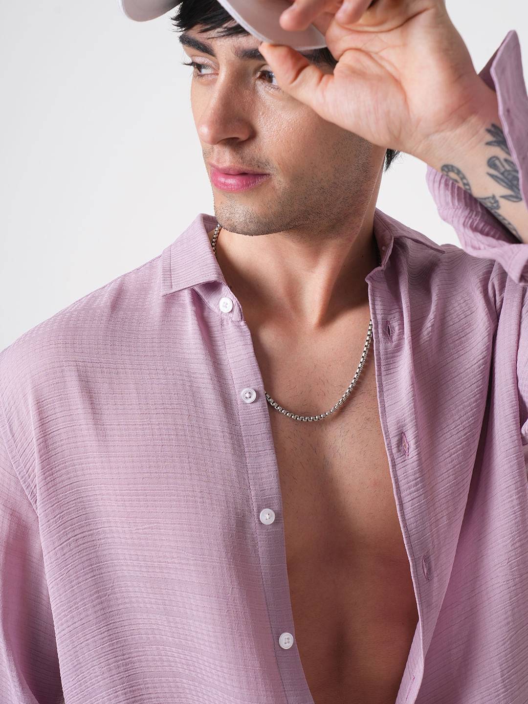 Lilac Textured Chiffon Shirt Buy only at ₹659