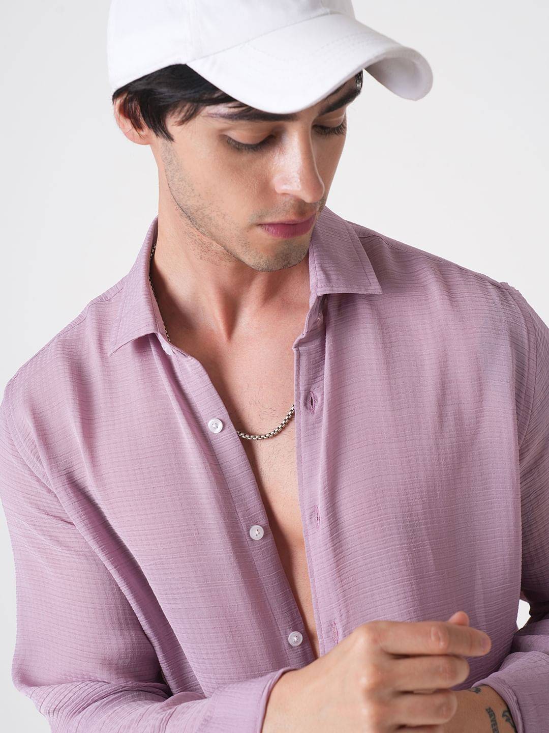 Lilac Textured Chiffon Shirt Buy only at ₹659