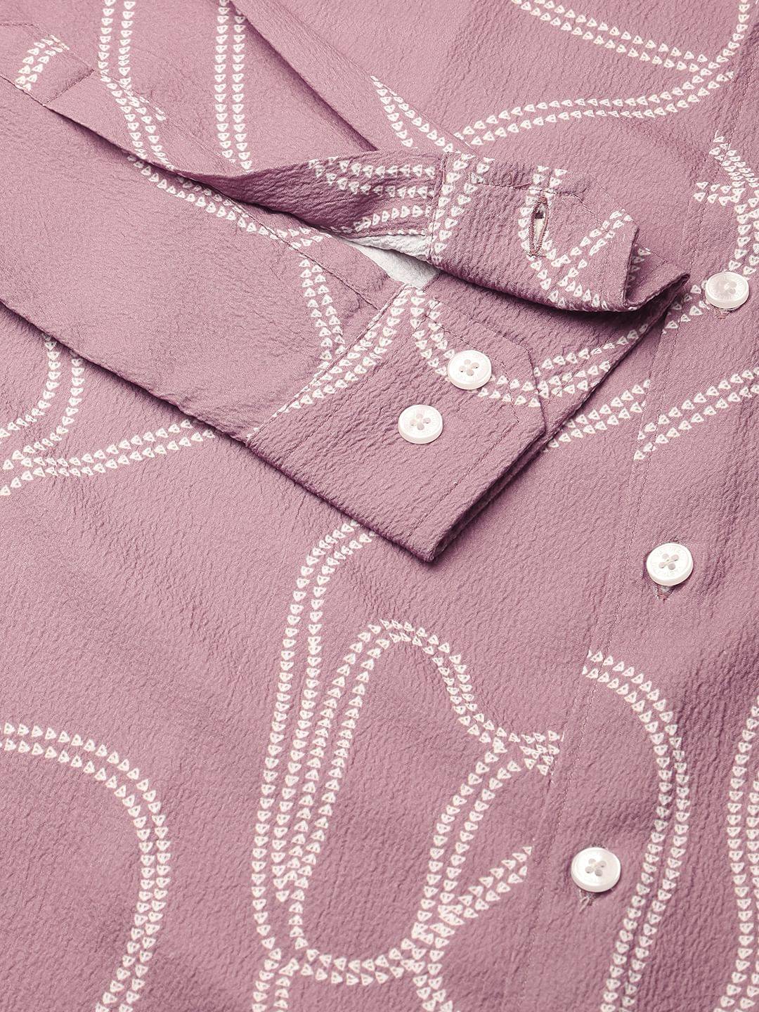 Dark Peach Printed Creased Shirt Buy only at ₹659