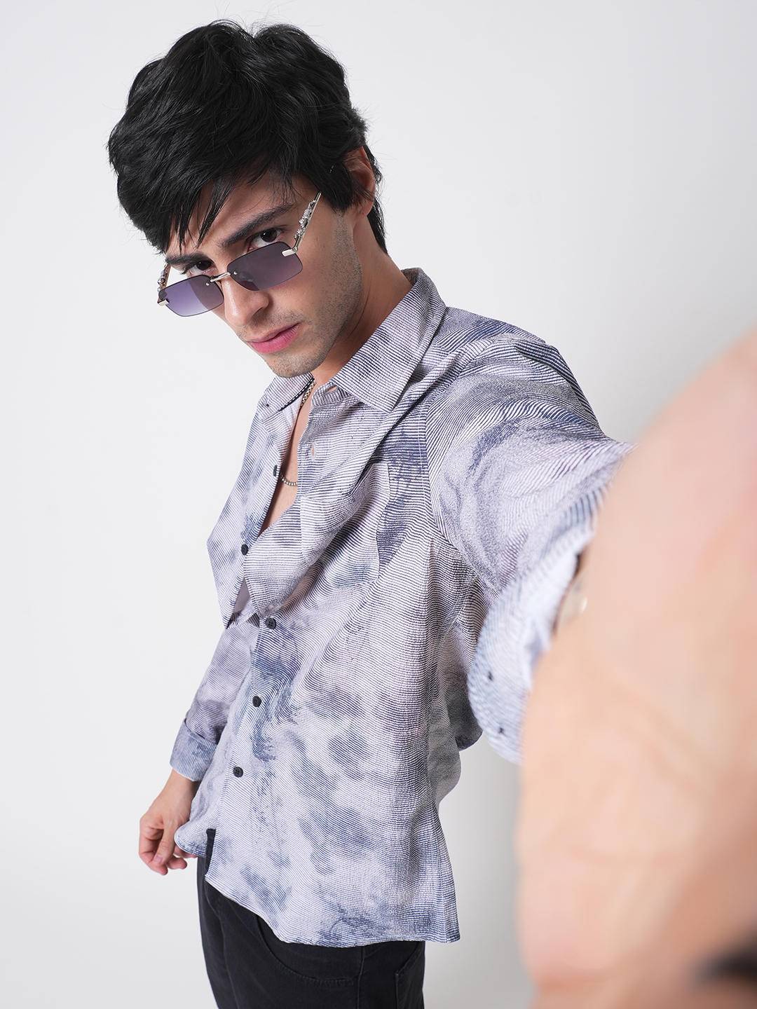 Multicolour Tie & Dye Printed Creased Shirt Buy only at ₹659