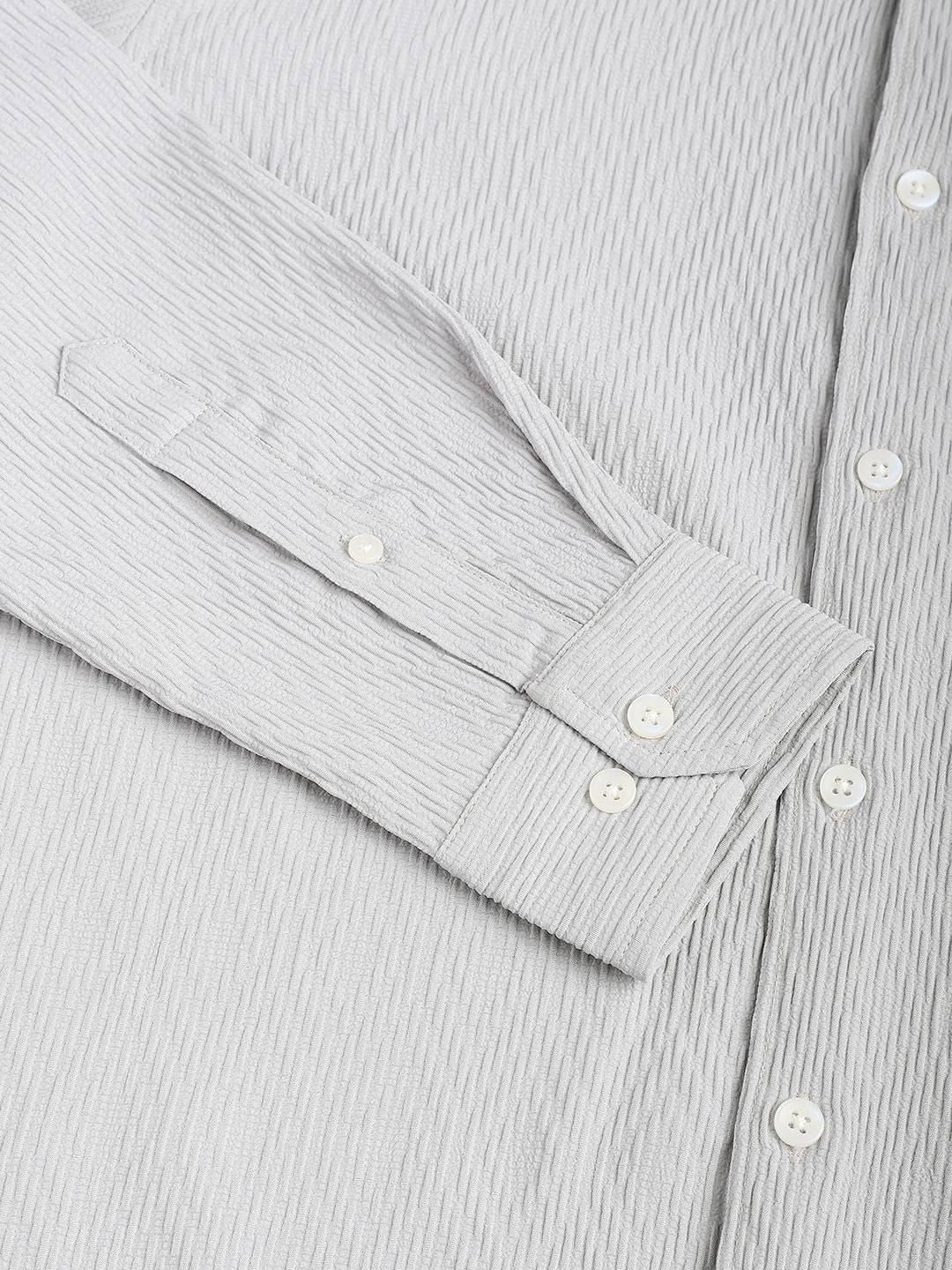 Detailed Cloud Grey Jacquard Shirt Buy only at ₹494