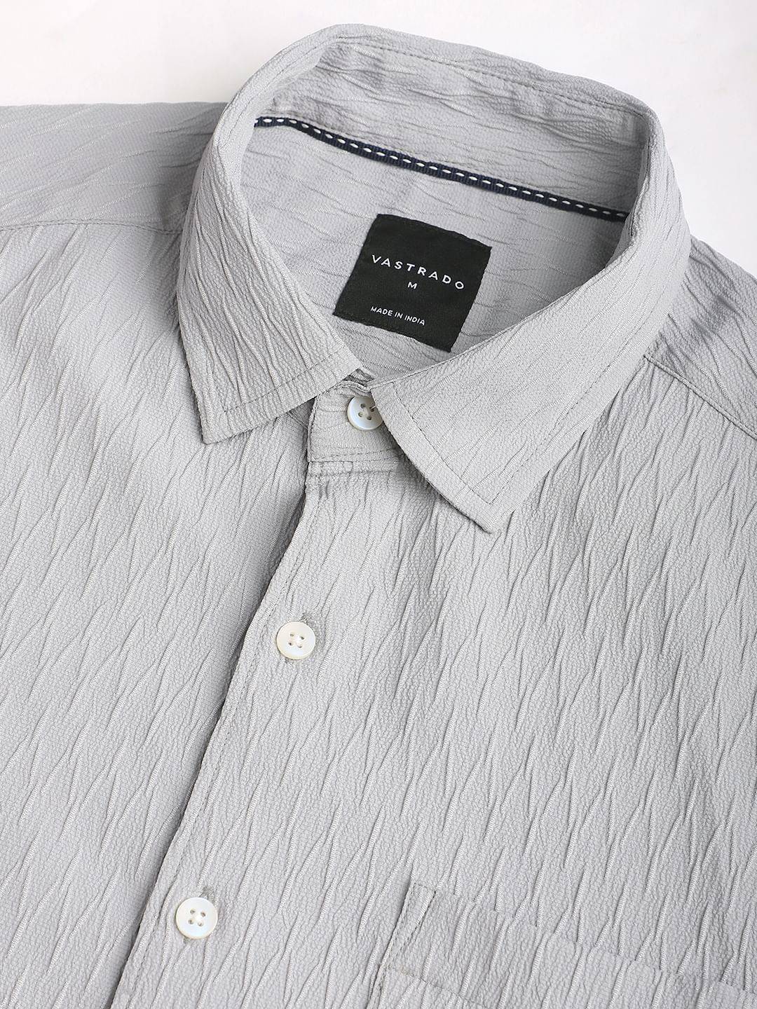 Minimalist Cloud Grey Textured Shirt Buy only at ₹494