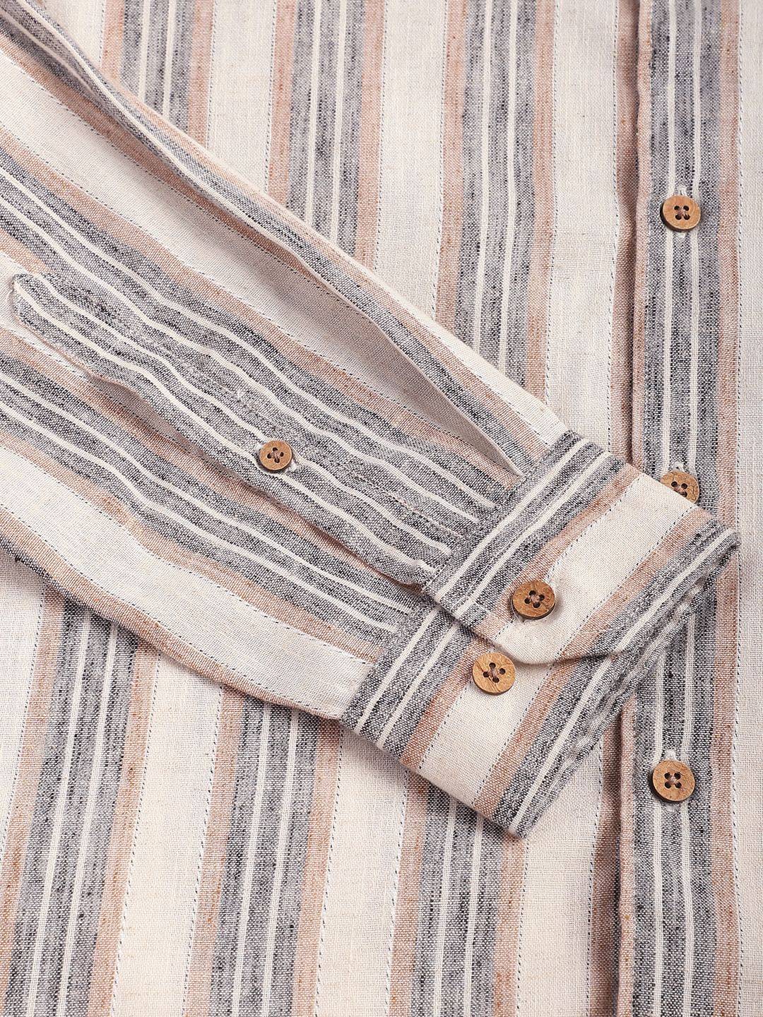 Multicolour Ticking Stripe Linen Shirt Buy only at ₹699