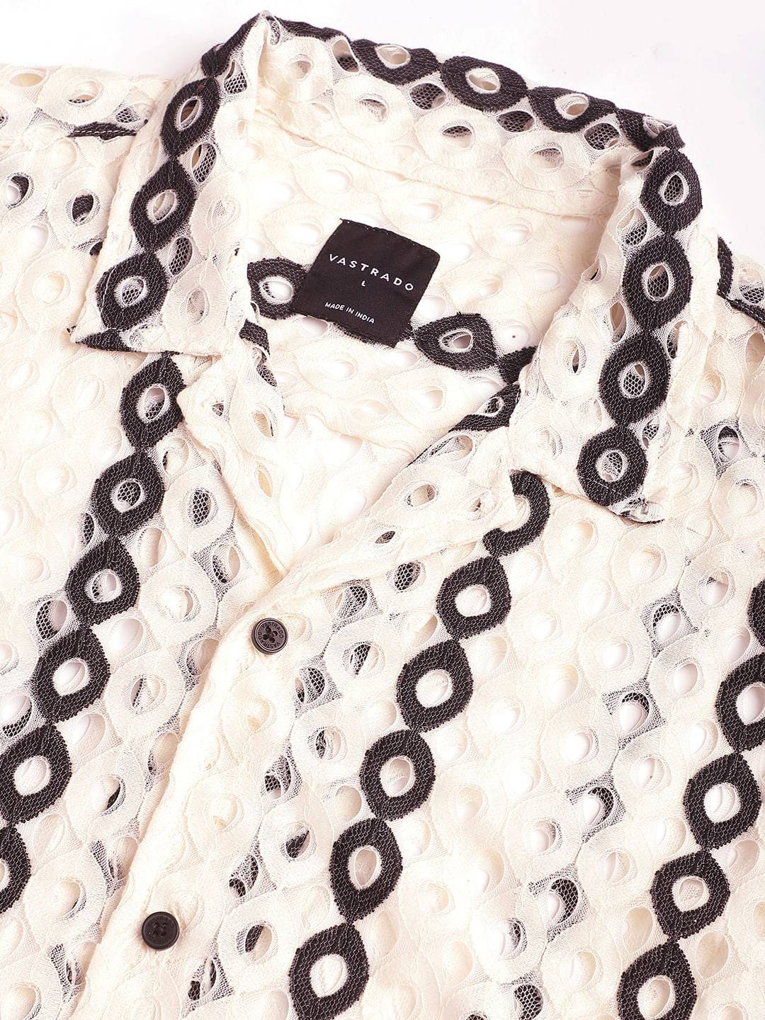 White Guipure Crochet Oversized Shirt Buy only at ₹524