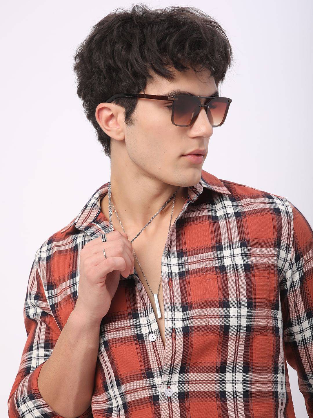 Timeless Vermilion Broad Square Checks Shirt Buy only at ₹759