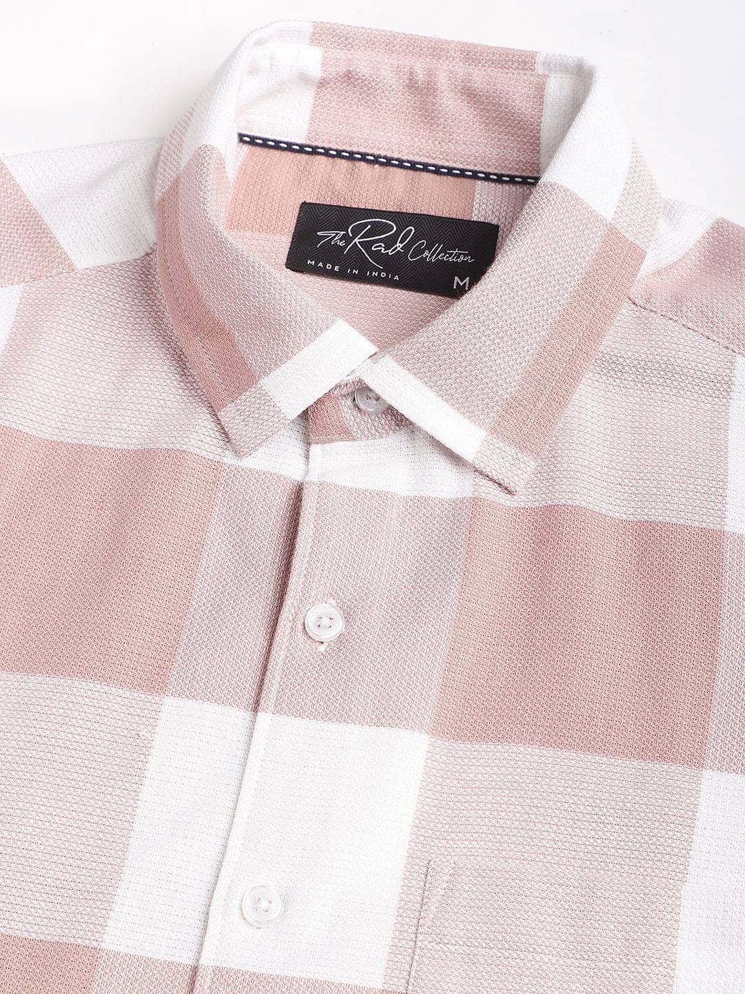 Premium Cotton Rose Pink & White Tartan Checkered Shirt Buy only at ₹759