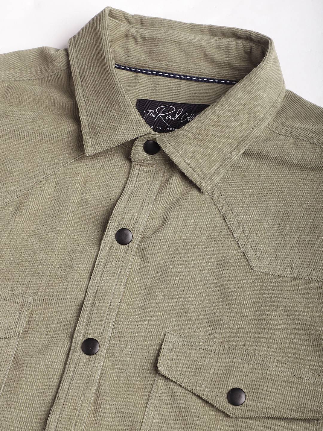 Timeless Olive Double Flap Pocket Corduroy Overshirt Buy only at ₹859