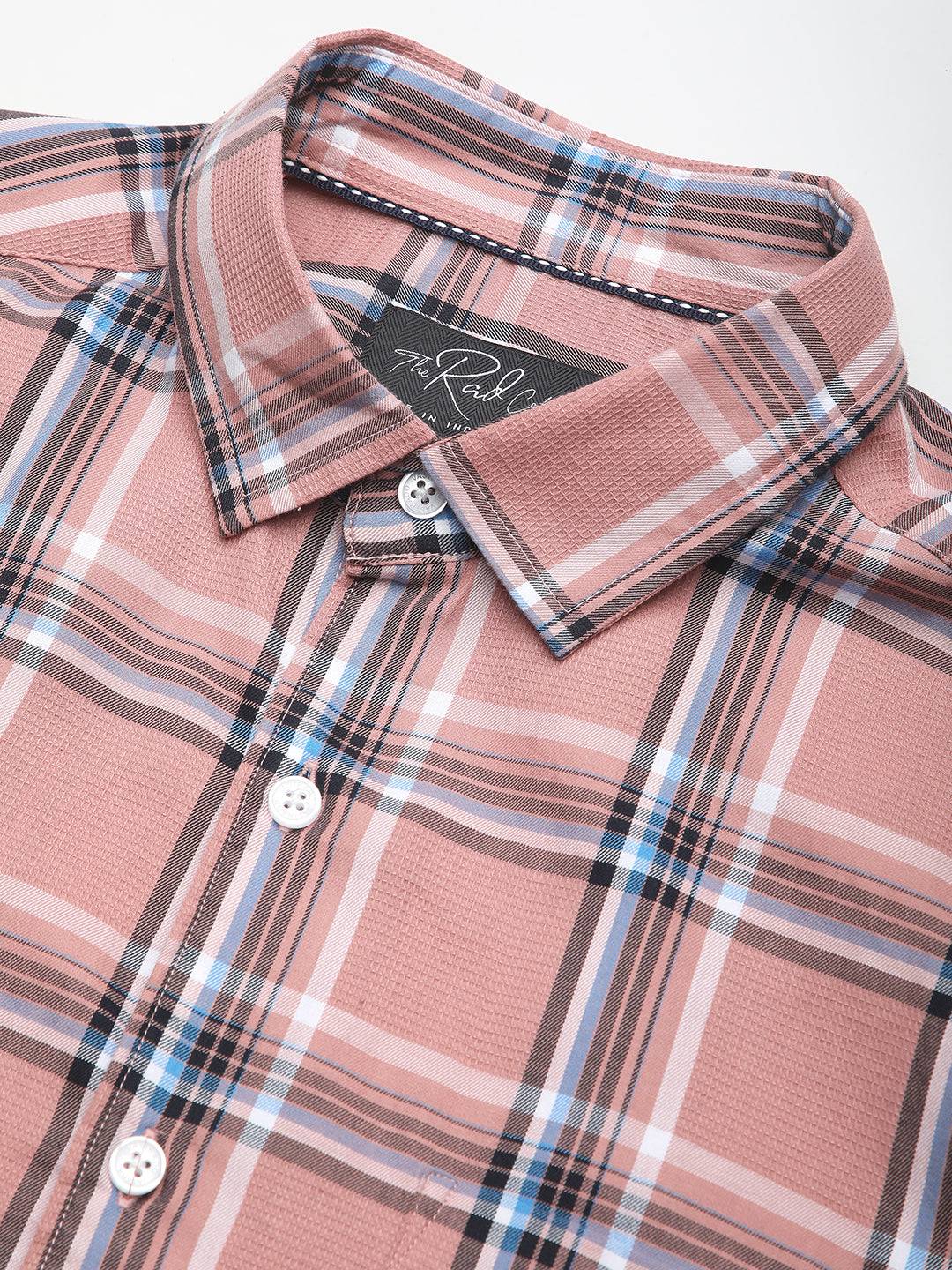 Premium Cotton Dark Peach Dupplin Checked Shirt Buy only at ₹759