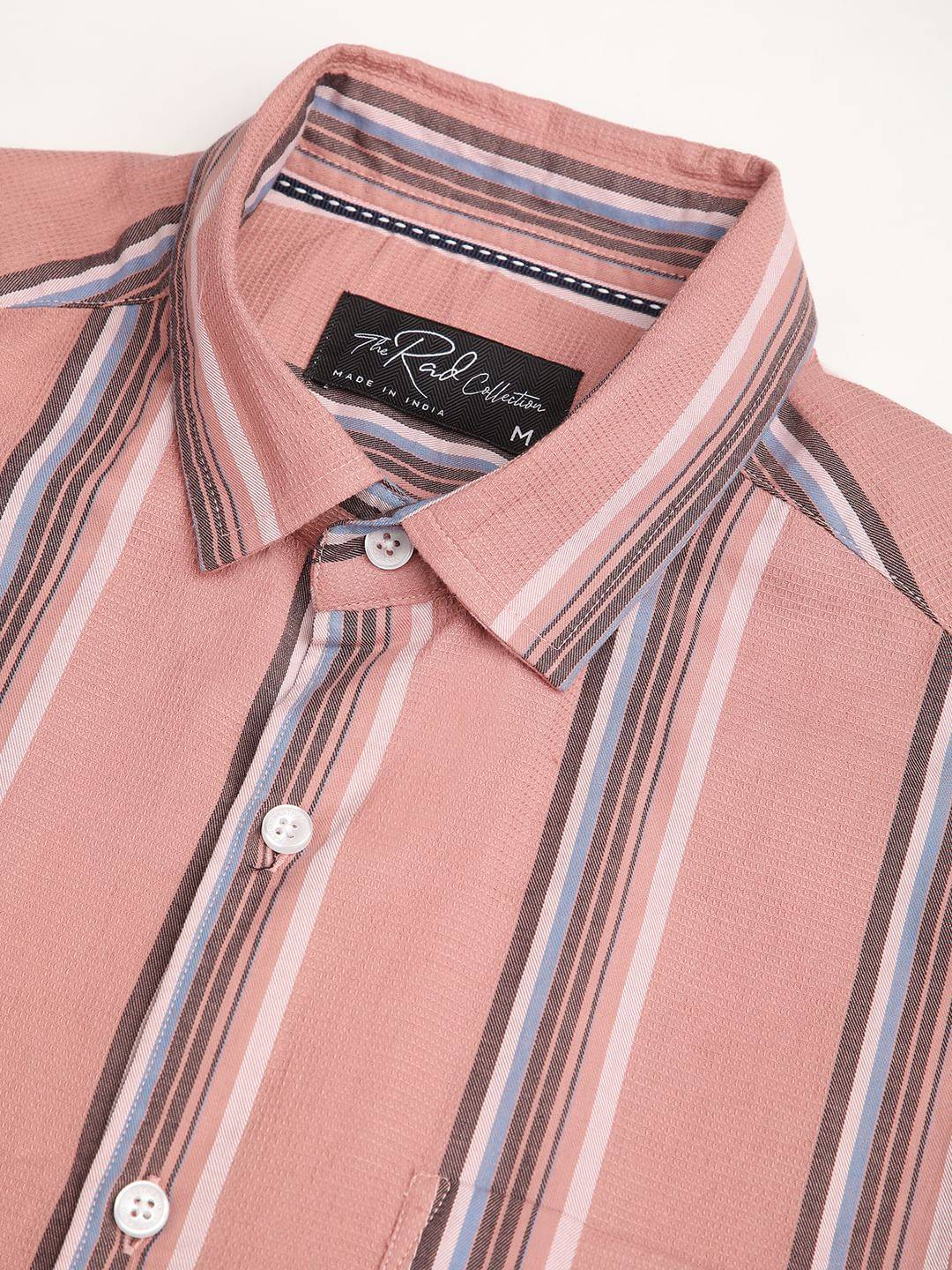 Sumptuous Dark Peach Striped Shirt Buy only at ₹569