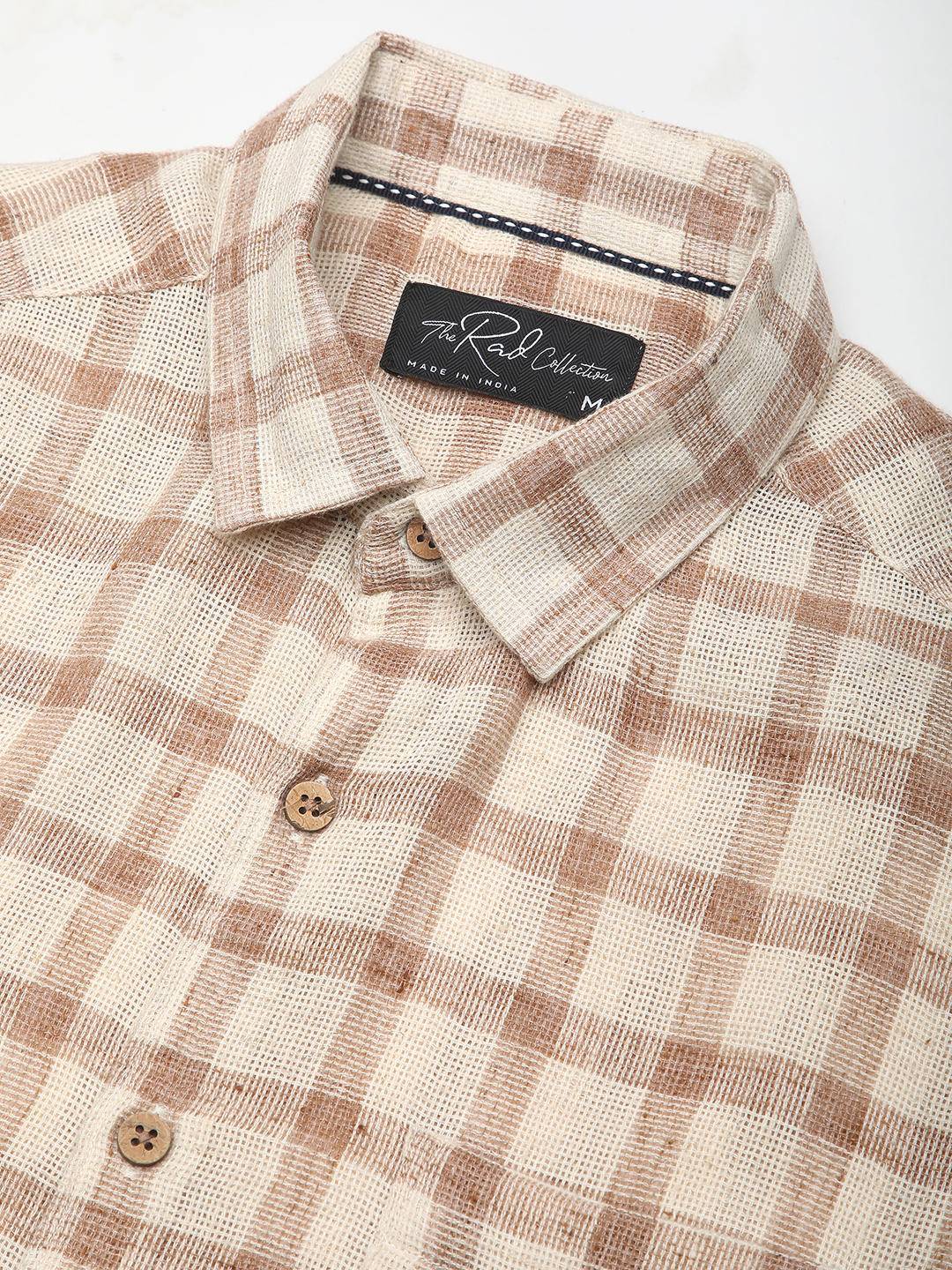 Beige & Brown Buffalo Checked Burlap Shirt Buy only at ₹699