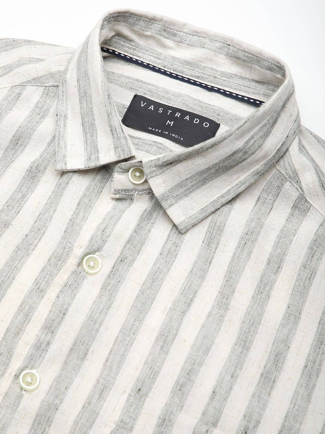 Olive & Ivory Striped Linen Shirt Buy only at ₹699
