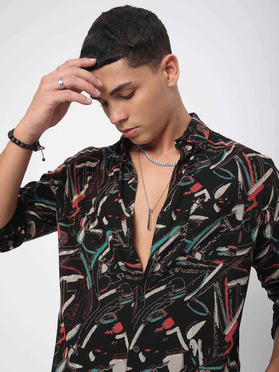 Black Fusion Hues Foil Printed Shirt Buy only at ₹599