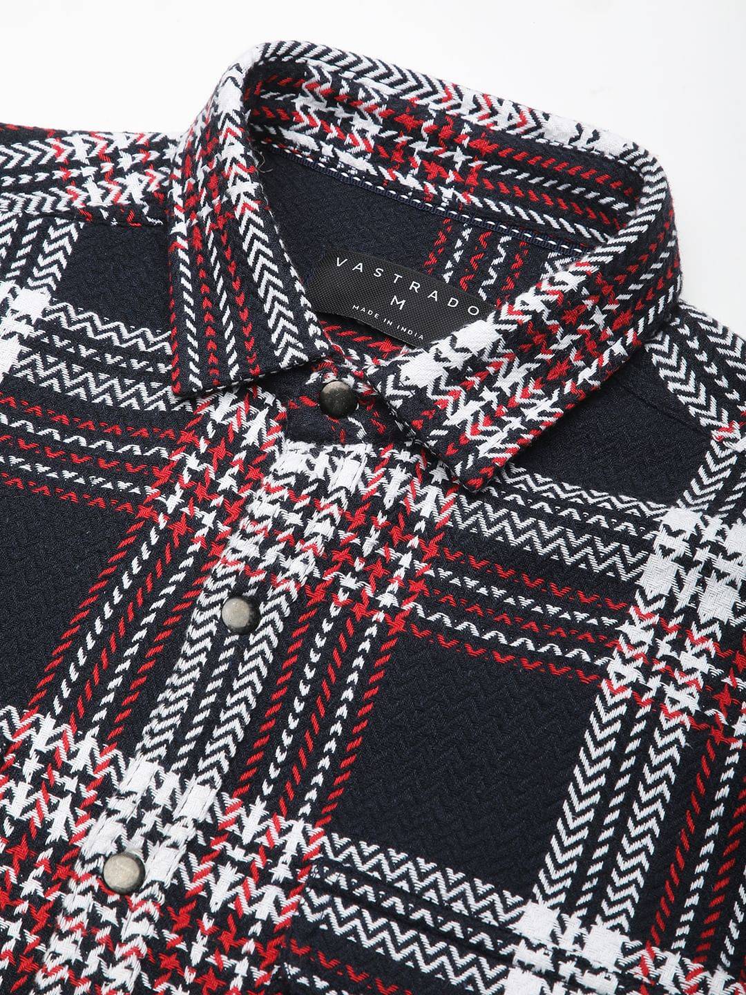 Navy Tweed Checks Double Flap Pocket Overshirt Buy only at ₹599