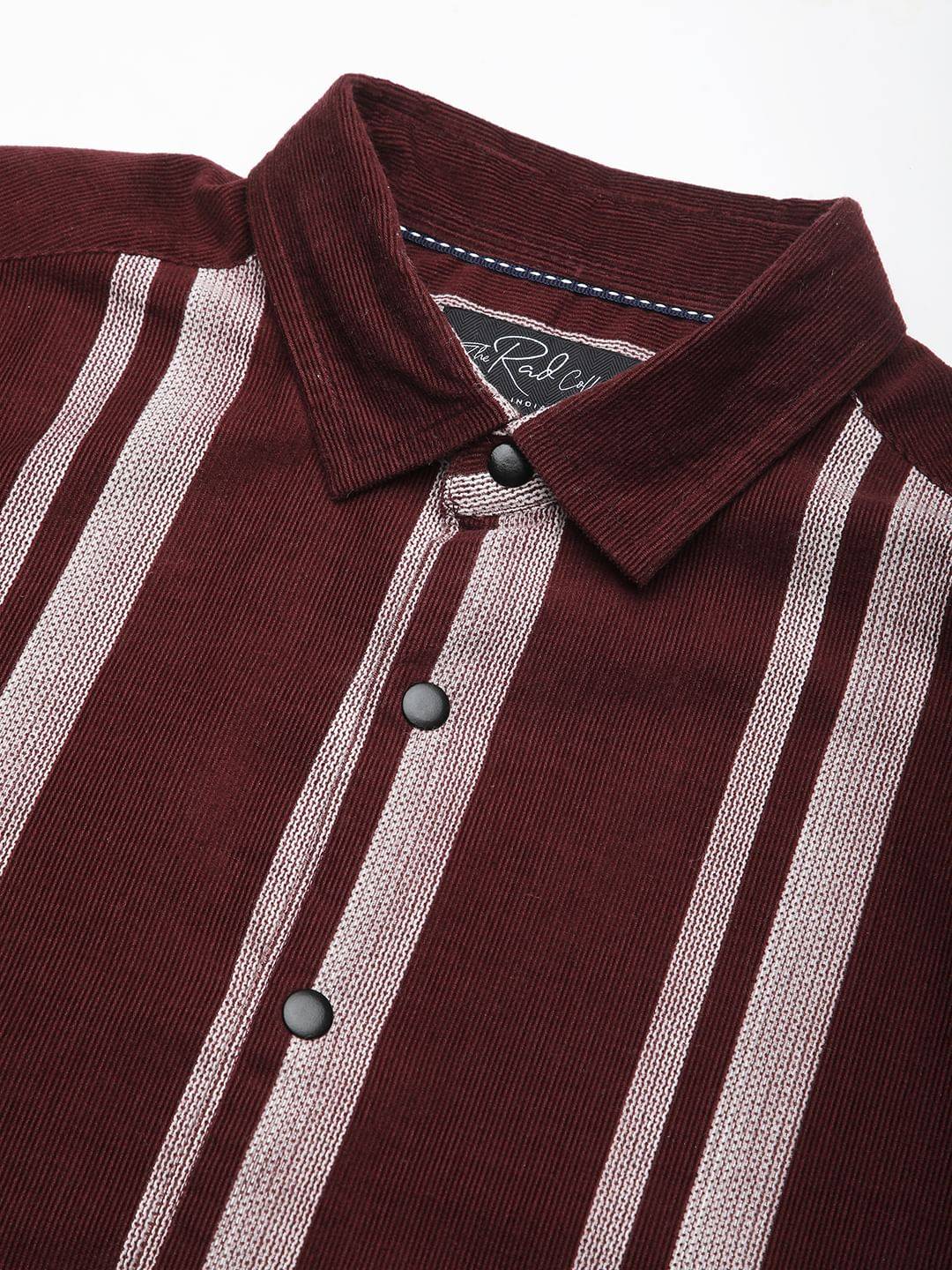 Haute Maroon Striped Corduroy Shirt Buy only at ₹859