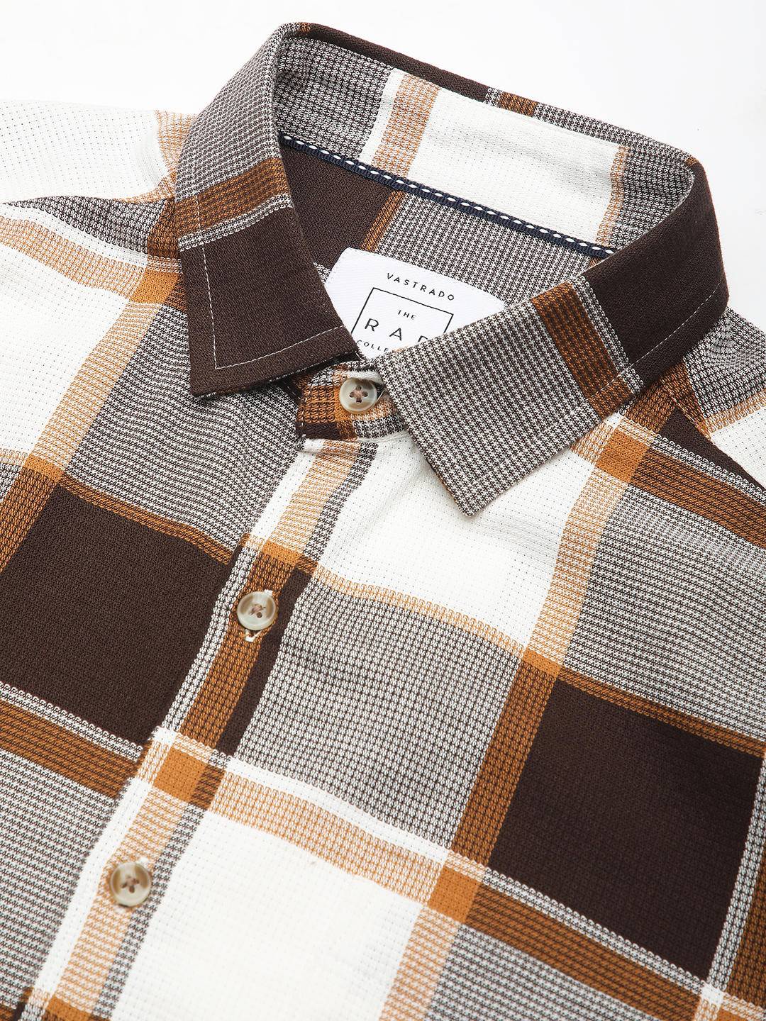 Premium Cotton Brown & White Broad Checks Shirt Buy only at ₹759