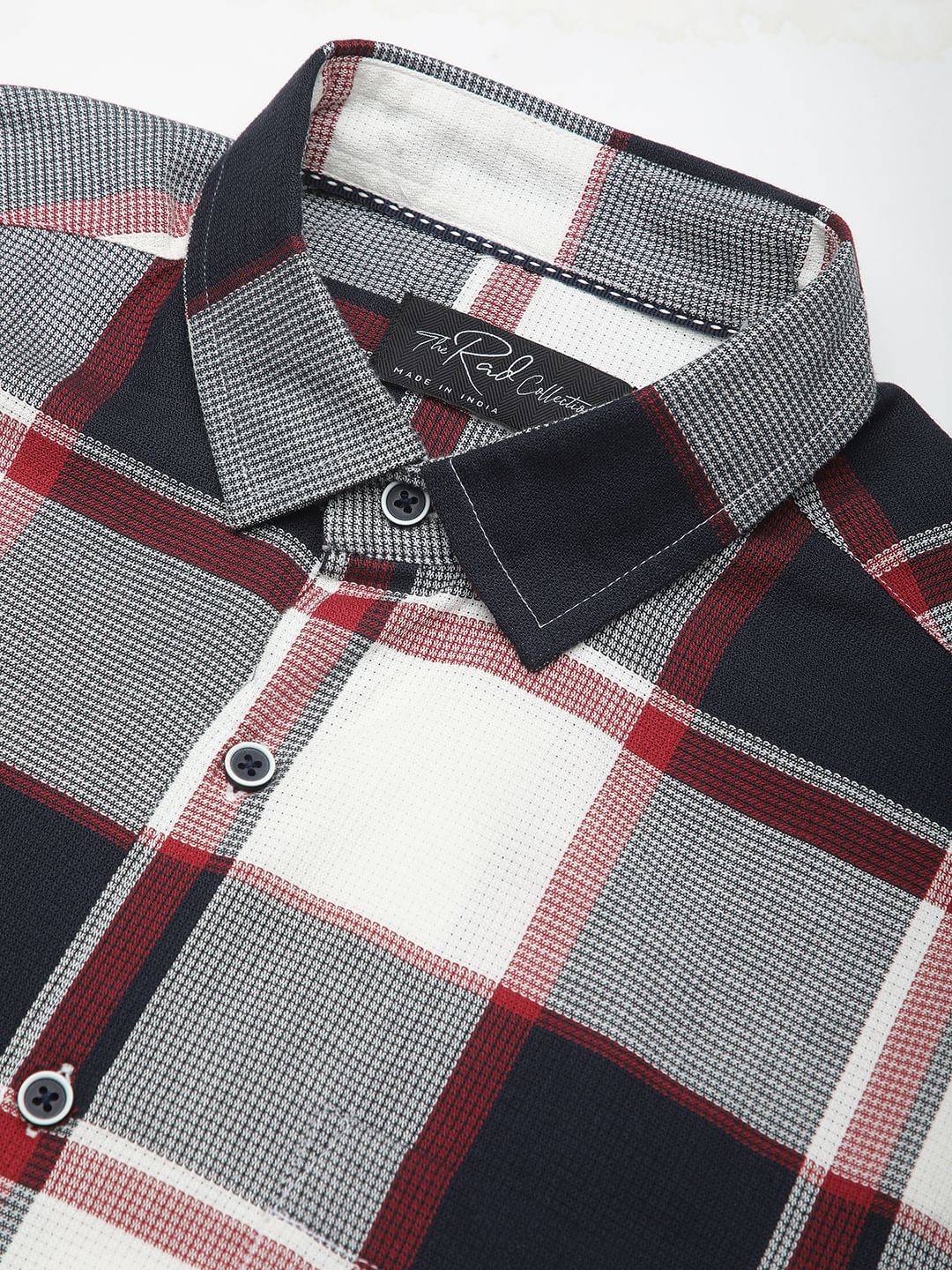 Premium Cotton Navy & White Broad Checks Shirt Buy only at ₹759