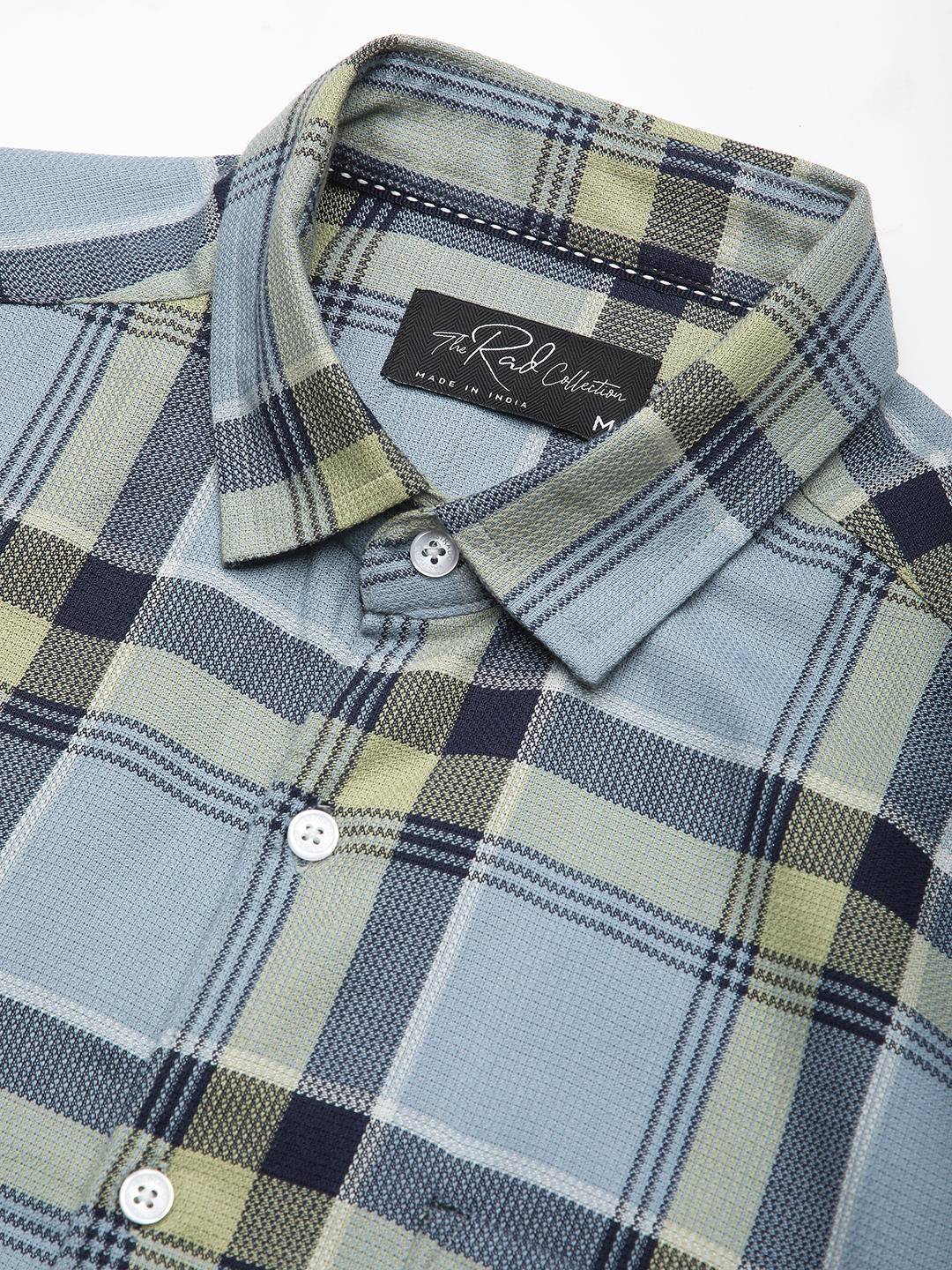 Premium Cotton Blue & Green Tartan Checks Shirt Buy only at ₹759