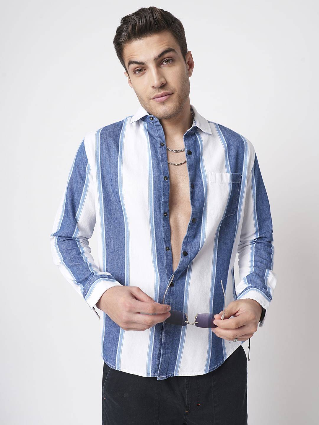 Denim Elegance Broad Stripe Shirt Buy only at ₹799